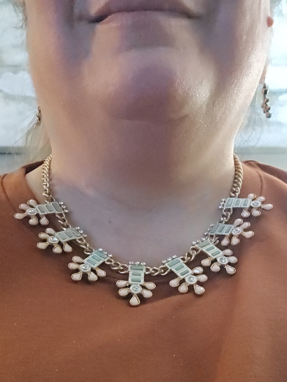 Plunder Gold-Tone Necklace with Mint Green and Blush Accents